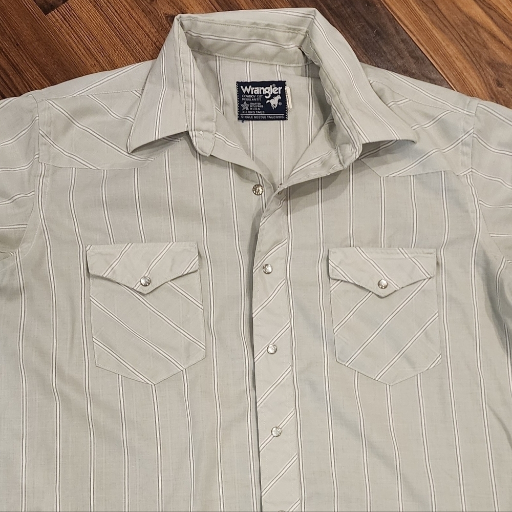 Vtg 90s Wrangler Cowboy Cut Longsleeve Button Up Shirt - Picture 1 of 11